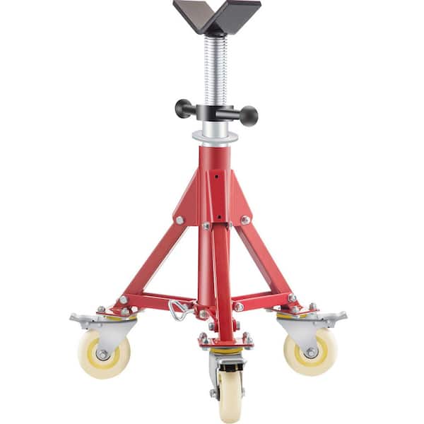Pipe Stand, Pipe Jack Stand, V Head Pipe Stand Adjustable Height 20-37 in. Pipe Jack Stands with Casters 882 lbs.