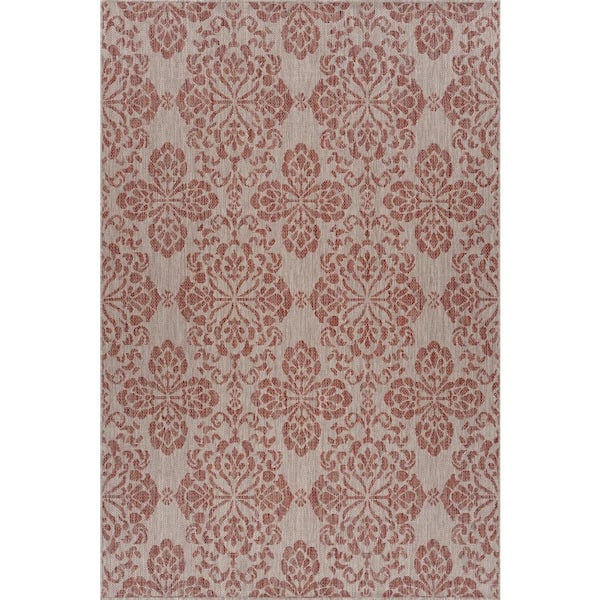 Oriena Transitional Red 5 ft. x 8 ft. Outdoor Area Rug