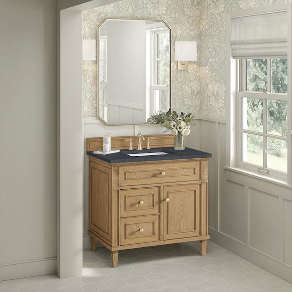 James Martin Vanities Lorelai 36.0 in. W x 23.5 in. D x 34.06 in. H Single Bath Vanity in Light Natural Oak with Charcoal Soapstone Quartz Top