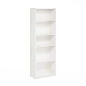 Gehry 71.42 in. Tall White Wood 5-Shelf Standard Bookcase