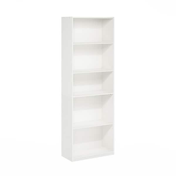 Gehry 71.42 in. Tall White Wood 5-Shelf Standard Bookcase