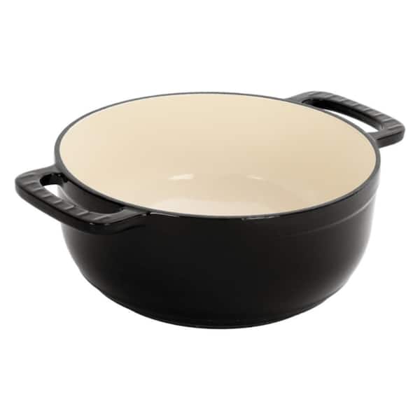 6 qt. Iron Nonstick Stock Pot in Gradient Black with Silicone Gloves, Enameled Heavy Duty Cookware for All Stovetops
