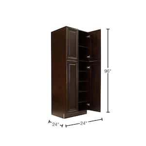 Edinburgh Espresso Plywood Raised Panel Stock Assembled Tall Pantry Kitchen Cabinet (24 in. W x 96 in. H x 24 in. D)