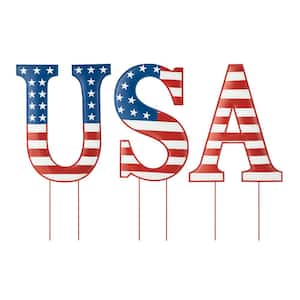 45 in. L Patriotic/Americana USA Yard Stake or Standing Decor or Wall Decor (Set of 3)