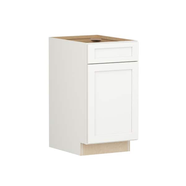 SIMPLY WOODMARK PRO Shaker Full Overlay 18 in. W x 24 in. D x 34.5 in. H Plywood Assembled Base Wastebasket Kitchen Cabinet in Linen White