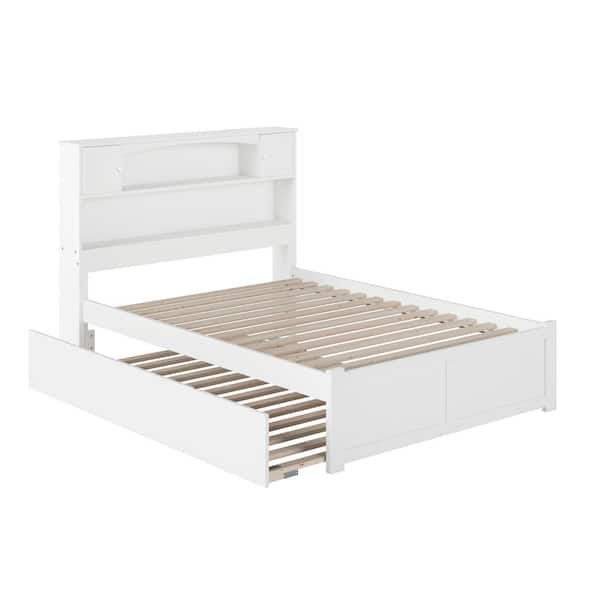 AFI Newport White Solid Wood Frame Full Platform Bed with Bookcase ...