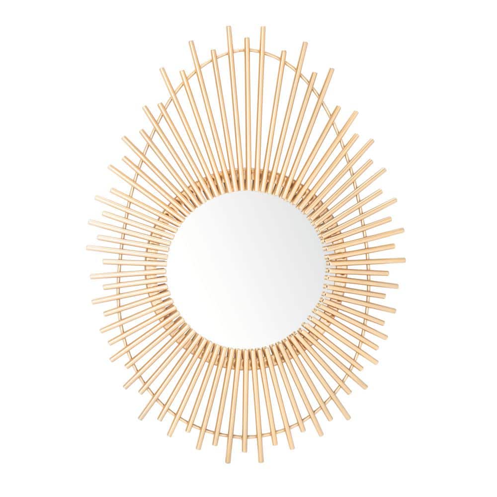 Contemporary Art Nouveau Inspired Round Gold Mirror