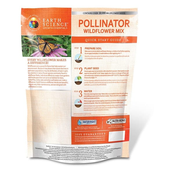 EARTH SCIENCE 2 lbs. Pollinator All-In-One Wildflower Mix with Seed, Plant  Food and Soil Conditioners 12136 - The Home Depot