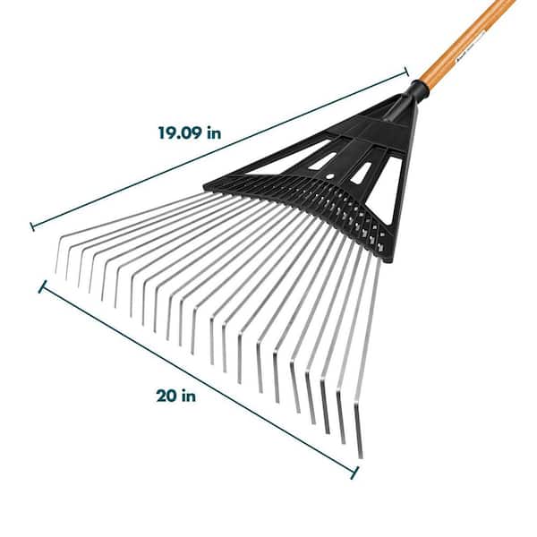 5-Piece 47 in. L Wood Handle 20 in. Poly Steel Leaf Rake Garden Tool Set