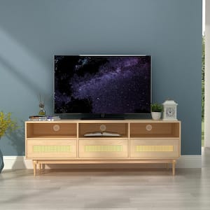 Obert 64 in. Oak TV Stand With 3 Storage Drawers Fits TV's up to 73 in. With Cable Management