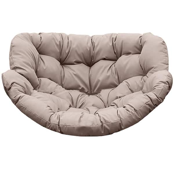 Papasan Rocking Chair Cushion, 6.3 in. Thick Waterproof Egg Chair Cushion w/ Ties for Indoor Outdoor Lounge Chair Khaki