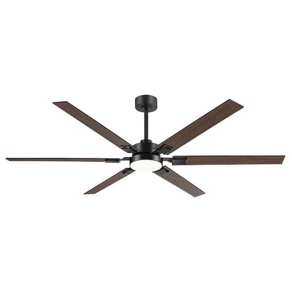 Archer 72 in. Integrated LED Indoor Matte Black Windmill Ceiling Fan with Light and Remote Control Included