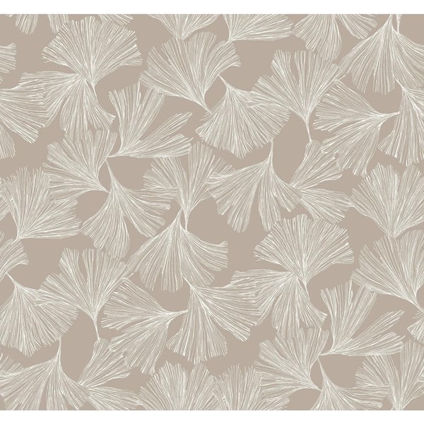 Antonina Vella Ginkgo Toss Silver Matte Paper Non-Pasted Wallpaper