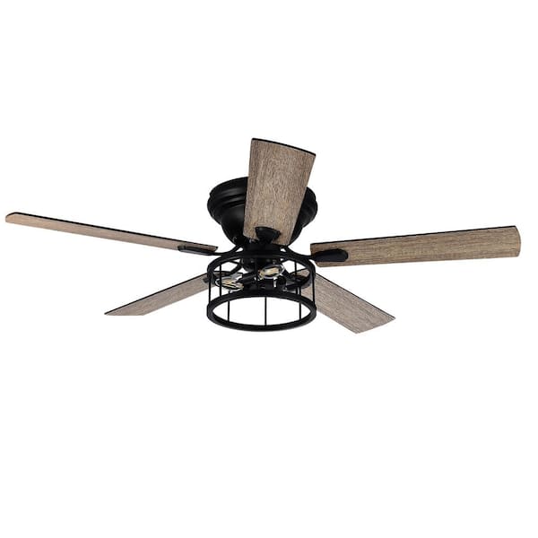 Broderick 52 in. Indoor Black Hugger Ceiling Fan with Light Kit and Remote Control Included