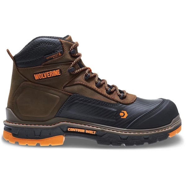 Wolverine Men's Overpass Waterproof 6 in. Work Boots - Composite Toe - Brown Size 11.5(M)