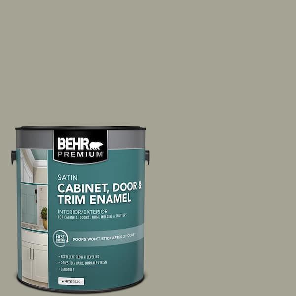 BEHR PREMIUM 1 gal. #HDC-NT-01 Woodland Sage Satin Enamel Interior/Exterior Cabinet, Door & Trim Paint