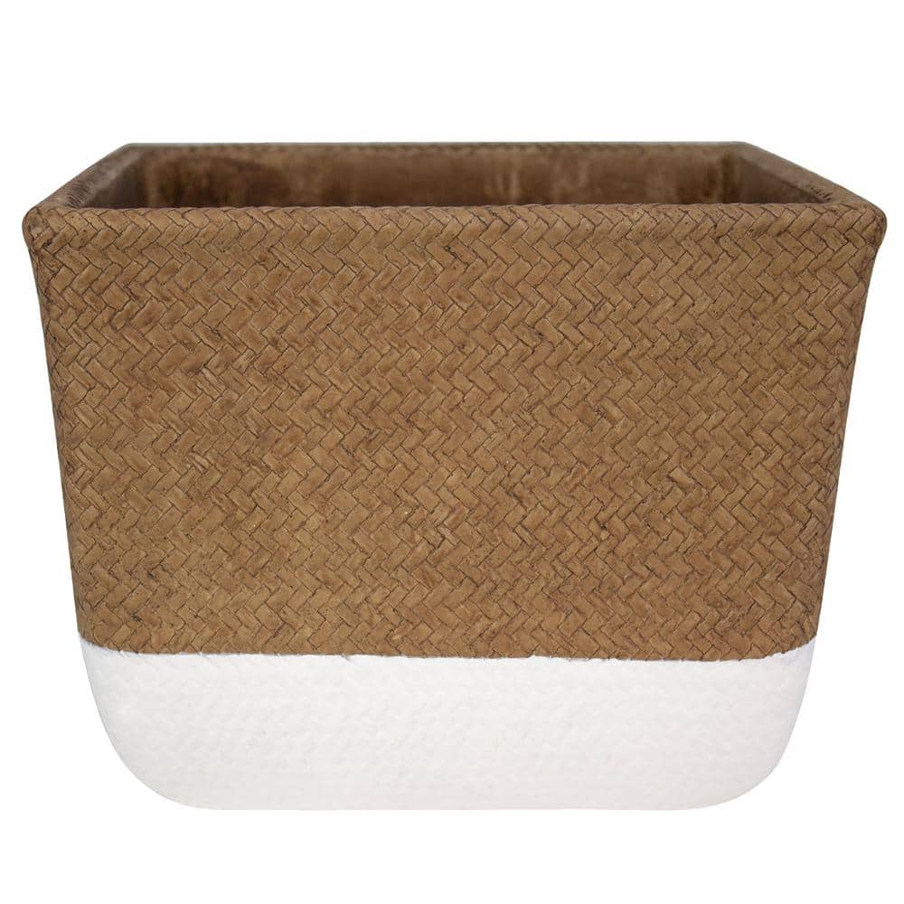 10 in. White and Natural Reed Square Cement Planter price history on PriceWatchPro