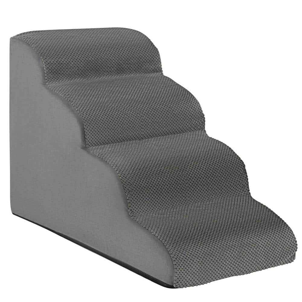 4-Tier Foam Non-Slip Dog Steps with Washable Zippered Cover