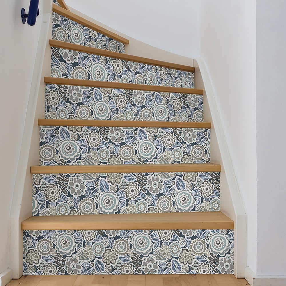 Dream On Navy Floral Peel and Stick Vinyl Wallpaper