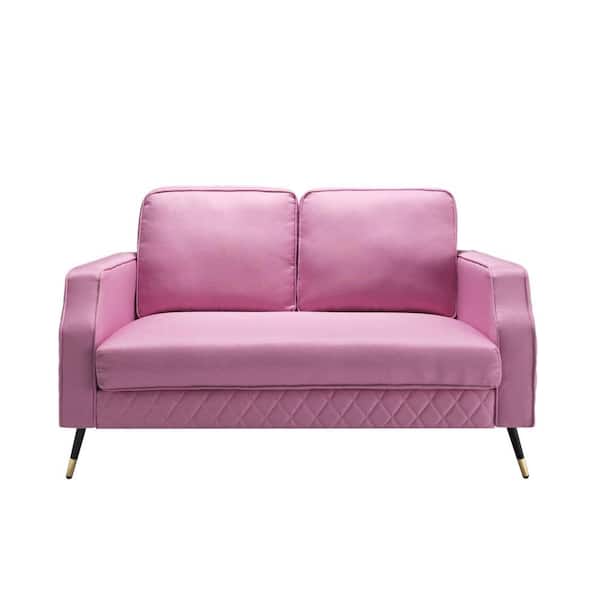 wetiny 56.5 in.W Square Arm Polyester Straight Standard Sofa in Pink