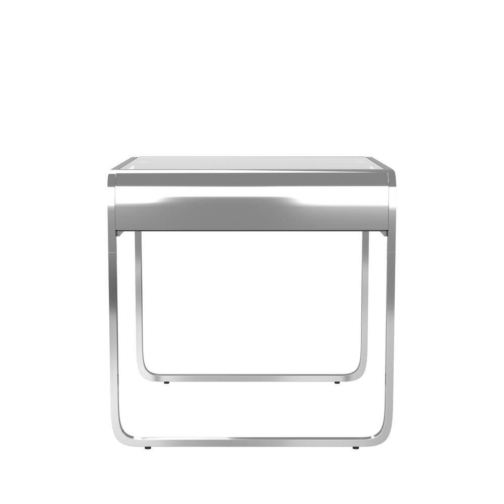 Mindry 24 in. Chrome Square Glass Top End Table - thumbnail 8