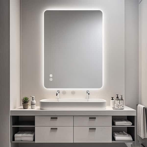 24 in. W x 36 in. H LED Bathroom Mirror with Lights, Lighted Bathroom Vanity Mirror for Wall, 3 Colors Dimmable