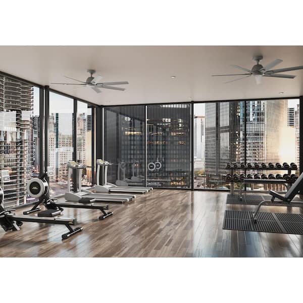 Hunter - Downtown 60 in. 6-Speed Ceiling Fan in Matte Silver with Wall Control For Patios or Bedrooms