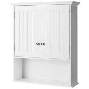 23.5 in. W x 7.5 in. D x 28 in. H White Bathroom Wall Cabinet with Adjustable Shelf and Doors