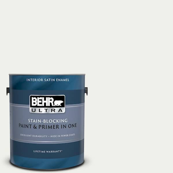 BEHR ULTRA 1 gal. #UL190-12 Falling Snow Satin Enamel Interior Paint and Primer in One