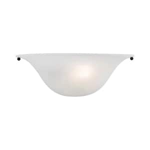 Wynnewood 1-Light Black Wall Sconce with Alabaster Glass