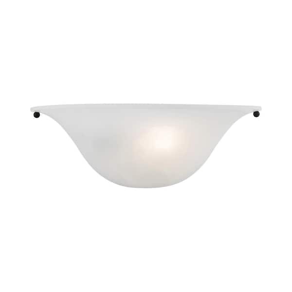 Livex Lighting Wynnewood 1-Light Black Wall Sconce with Alabaster Glass