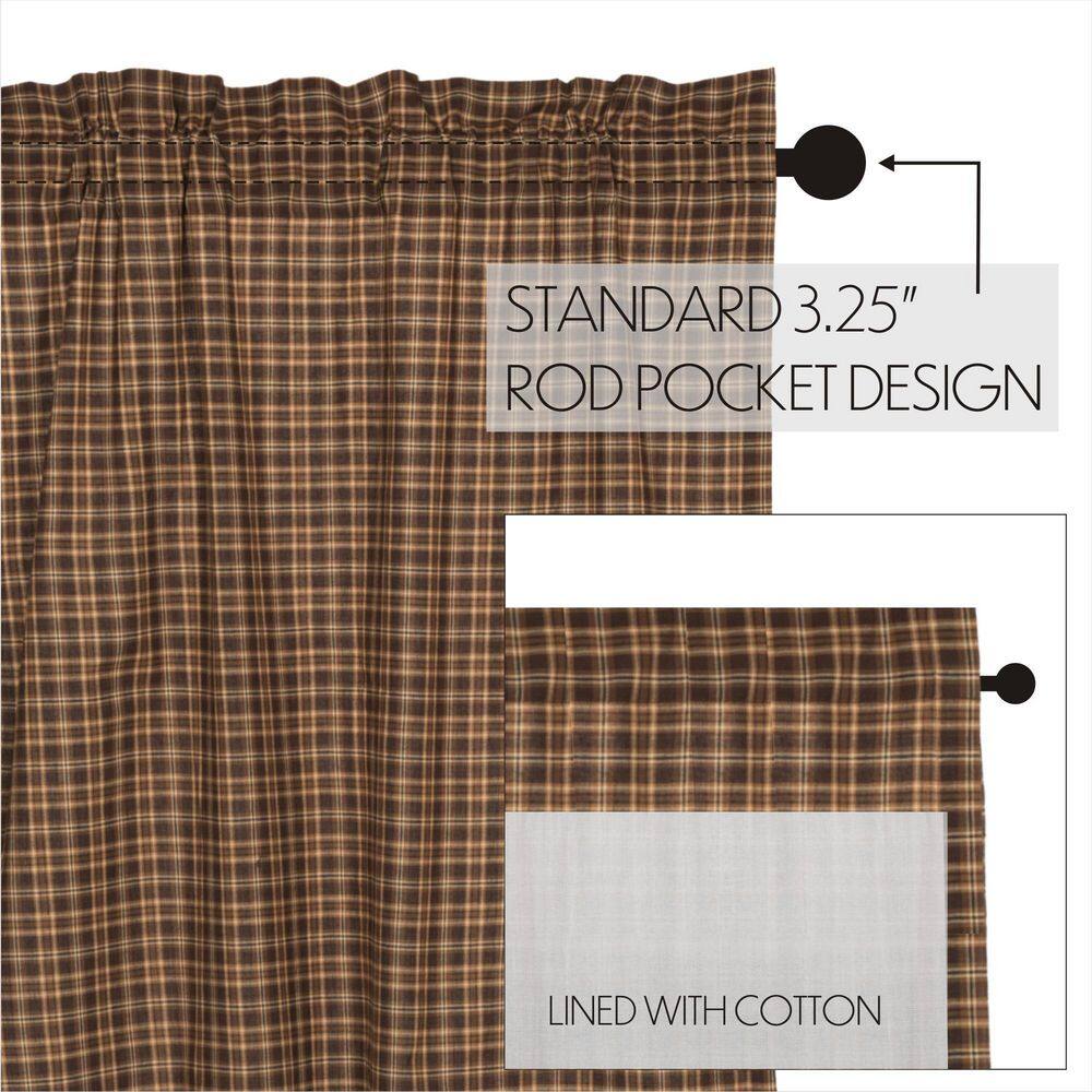 Prescott Dark Brown Cotton Plaid Scalloped Valance