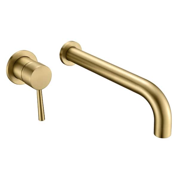 SUMERAIN Modern Left-handed Single Handle Wall Mount Roman Tub Faucet in Brushed Gold
