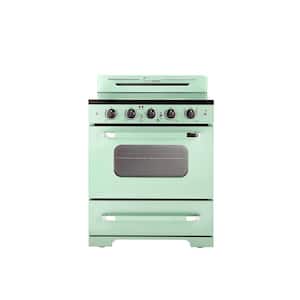 Classic Retro 30" 5 element Freestanding Electric Range with Convection Oven in. Summer Mint Green