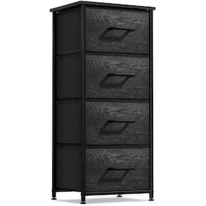 Drawer Black Dresser Steel Frame Wood Top Easy Pull Fabric Bins 17.75 in. L x 11.87 in. W x 37.50 in. H 4