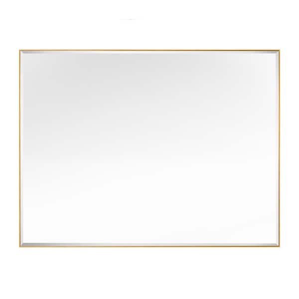 GETLEDEL 32 in. W x 24 in. H Rectangular Framed Beveled Edge Wall Mounted Bathroom Vanity Mirror in Gold