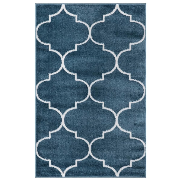 Concord Global Trading Jefferson Collection Morocco Trellis Blue 3 ft. x 4 ft. Area Rug