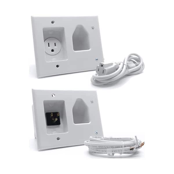Unbranded In-Wall Cable Management Kit with Single Power Plug for Neat, Organized Wall-Mounted TV Setups in White
