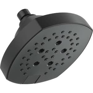 Stryke 5-Spray Patterns 1.75 GPM 6 in. Wall Mount Fixed Shower Head with H2Okinetic in Matte Black