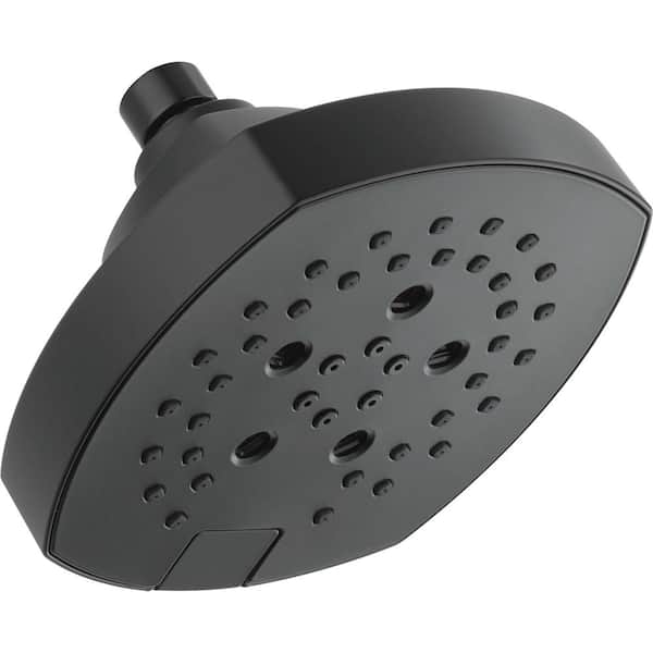 Delta Stryke 5-Spray Patterns 1.75 GPM 6 in. Wall Mount Fixed Shower Head with H2Okinetic in Matte Black