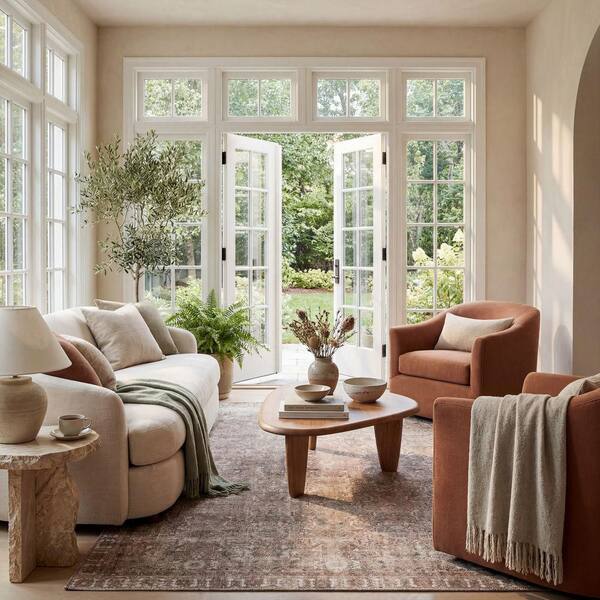 Fair Hills Antiqued Jute-Blend Rust 9 ft. x 12 ft. Indoor Area Rug