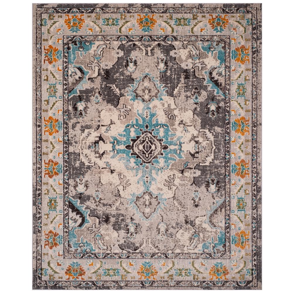 Monaco Gray/Light Blue 10 ft. x 14 ft. Distressed Border Medallion Area Rug price history on PriceWatchPro
