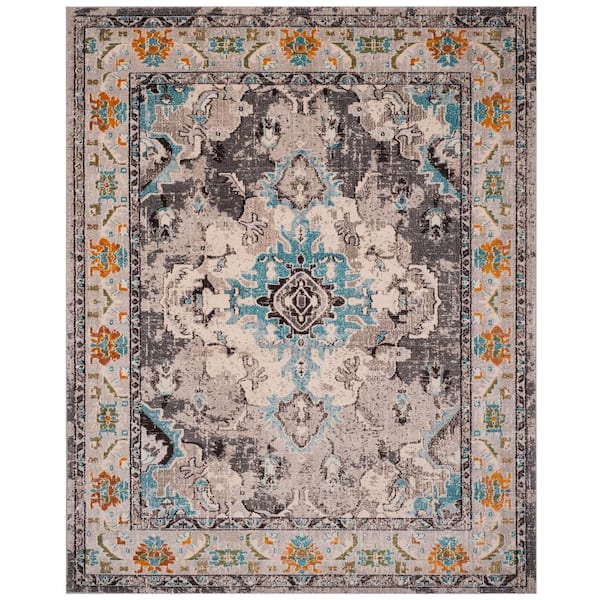 SAFAVIEH Monaco 8 ft. x 10 ft. Gray/Light Blue Border Area Rug