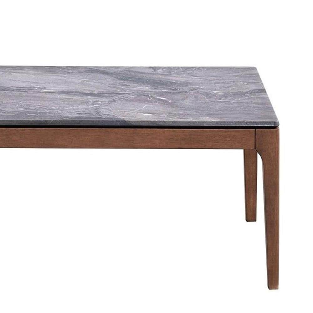 Bevis 47'' Dark Gray Engineered Stone and Walnut Coffee Table