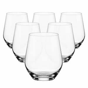Crystal Stemless Wine Glasses, 15oz Modern Angular Design, Sturdy Base, Lead-Free Crystal, Barware & Drinkware(Set of 6)