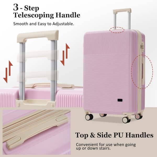 Merax 5 Bags 5-Piece Light Pink Expandable ABS Luggage Set with