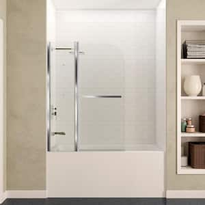 Galleon 48 in. x 58 in. Frameless Hinged Tub Door with TSUNAMI GUARD in Polished Chrome