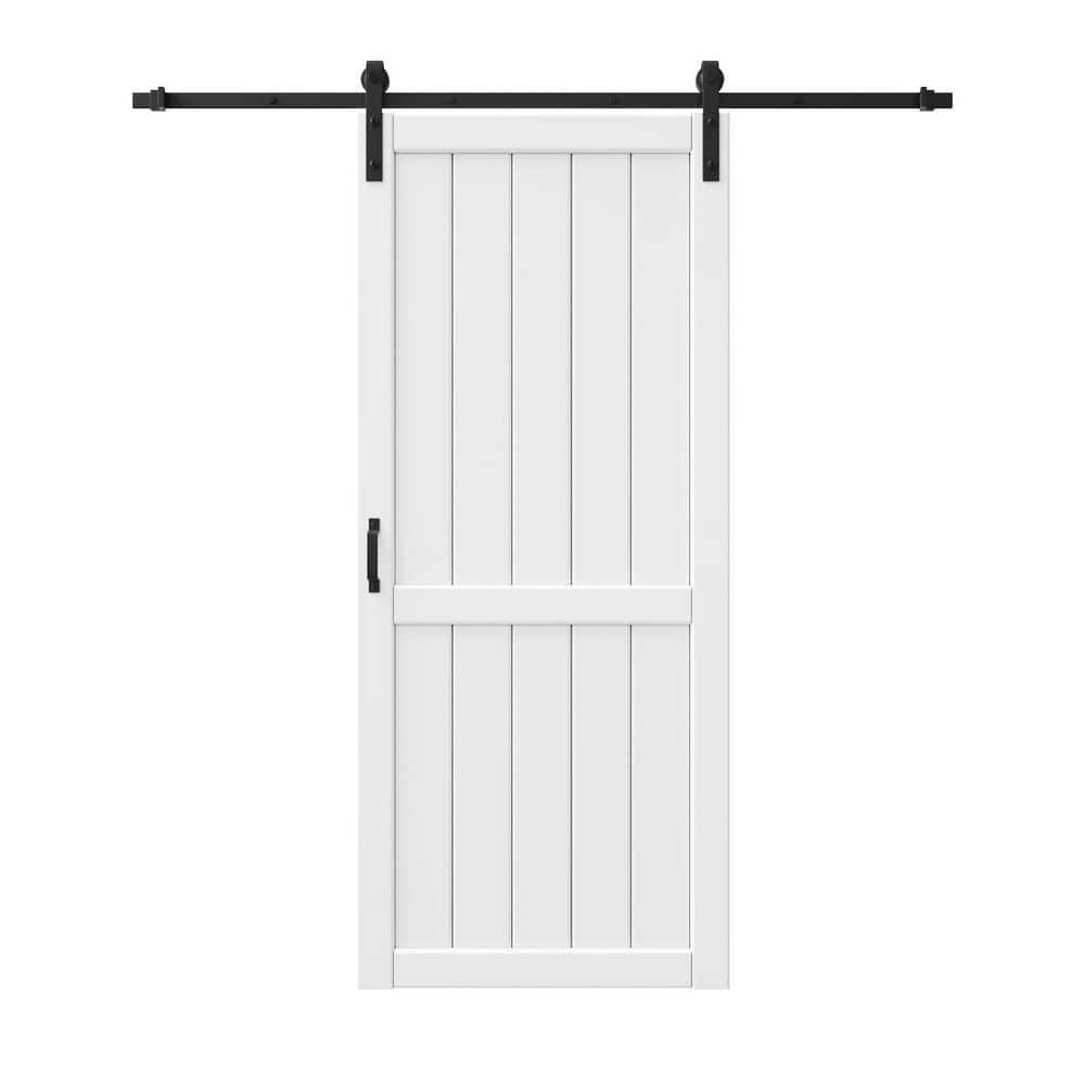 36 in. x 84 in. H Style White Primed MDF Assembly Required Pre-Drilled Sliding Barn Door with Hardware Kit price history on PriceWatchPro