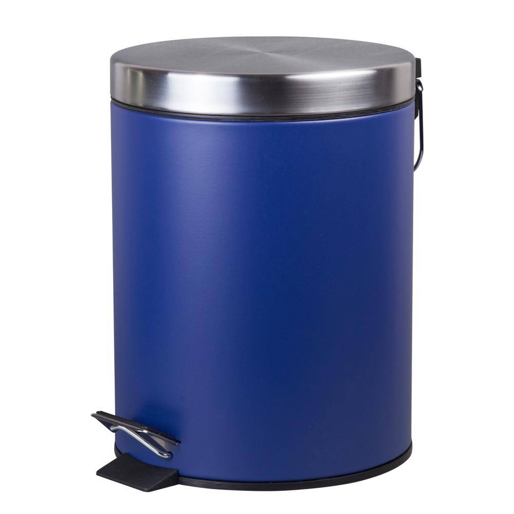 Creative Home 5 Liter Navy Stainless Steel Round Shaped Step Trash Can ...