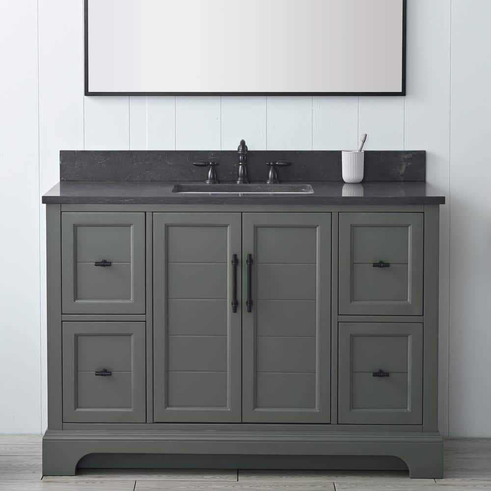 Vanity Art Chambery 48 in. W x 22 in. D x 34.5 in. H Single Sink  Freestanding Bath Vanity in Vintage Green with Stone Top in Black VA5048-VG  - The ...